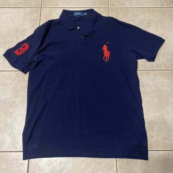 Ralph Lauren Other - VTG Polo Ralph Lauren Big Pony #3 Mens 2XL Blue Short Sleeve Rugby Golf Shirt
